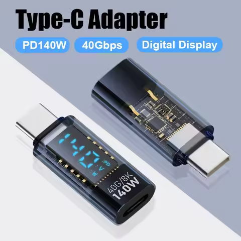PD 140W USB-C Adapter 8K 60HZ Digital LED Display Power Meter Tester Aluminium Alloy Smart Chip Type-C Extension Connector