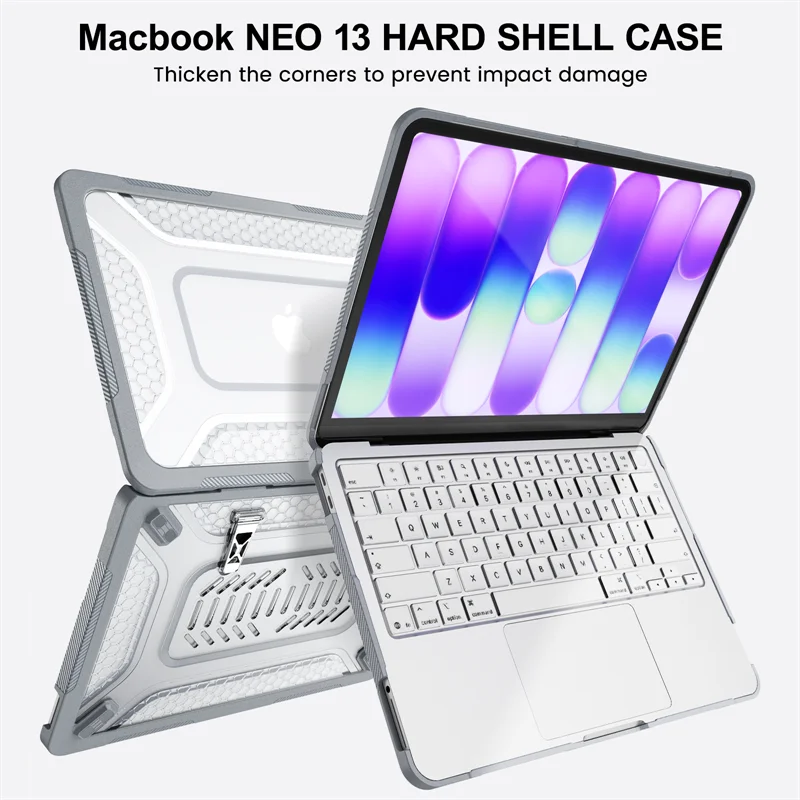 Capa de Proteção Total para MacBook Neo 13 polegadas 2026 A3404, Capas com Suporte para MacBook Neo 13 polegadas, Bolsa Protetora para Laptop com Suporte Integrado