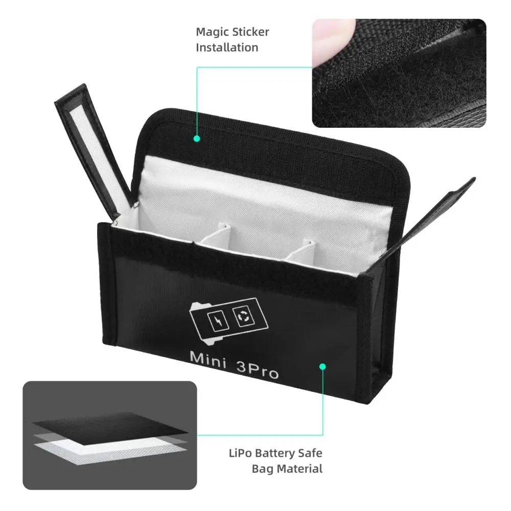 For DJI Mini 4 Pro/Mini 3 Pro/Mini 3 Drone Batteries Protection Storage Case Fireproof Explosion-proof Bag Battery Pouch