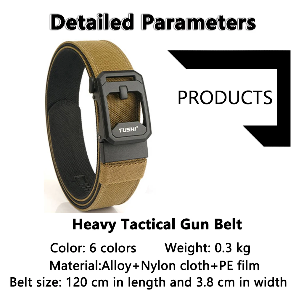 TUSHI Harter taktischer Gürtel für Herren, robustes Nylon-Metall, automatische Schnalle, Polizistuty, Militärgürtel, Outdoor-Gürtel, IPSC-Zubehör – Detail 14