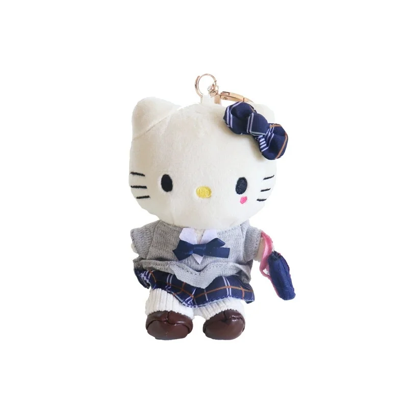 12 cm anime Hello Kitty cosplay schooluniform cartoon pluche pop hanger PP katoen gevulde pop kawaii sleutelhanger vakantiecadeau