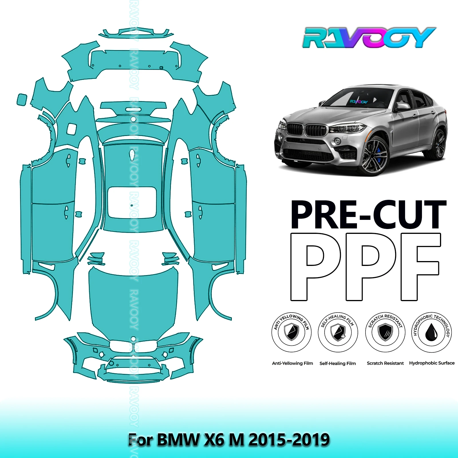 

Car Precut PPF Paint Protection Film Full Vehicle For BMW X6 M 2015-2019