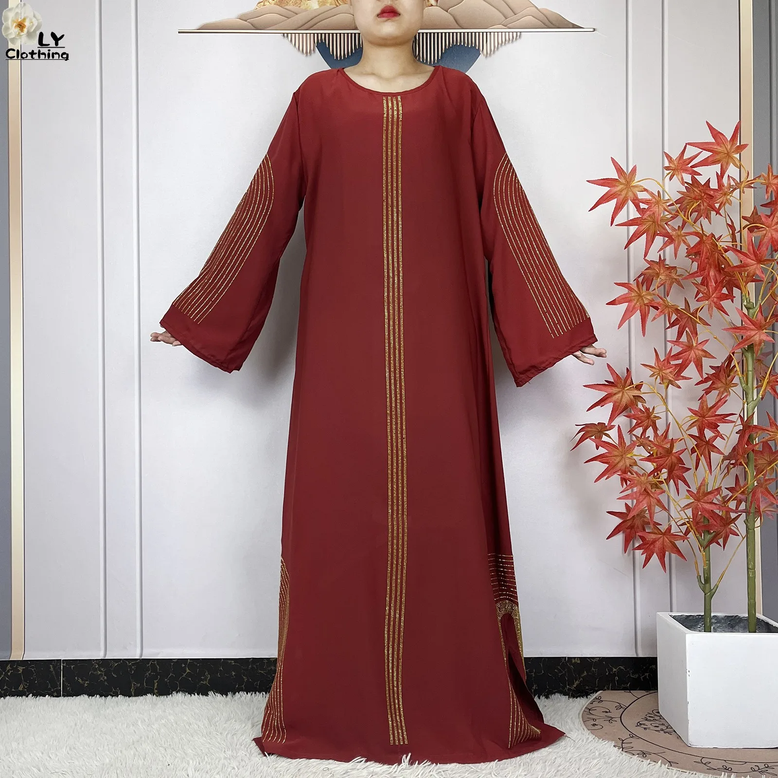 2024 New Muslim Chiffon Abayas For Women Robe Caftan Dubai Islam Clothing African Abaya Long Sleeved Fashion Dress With Turban