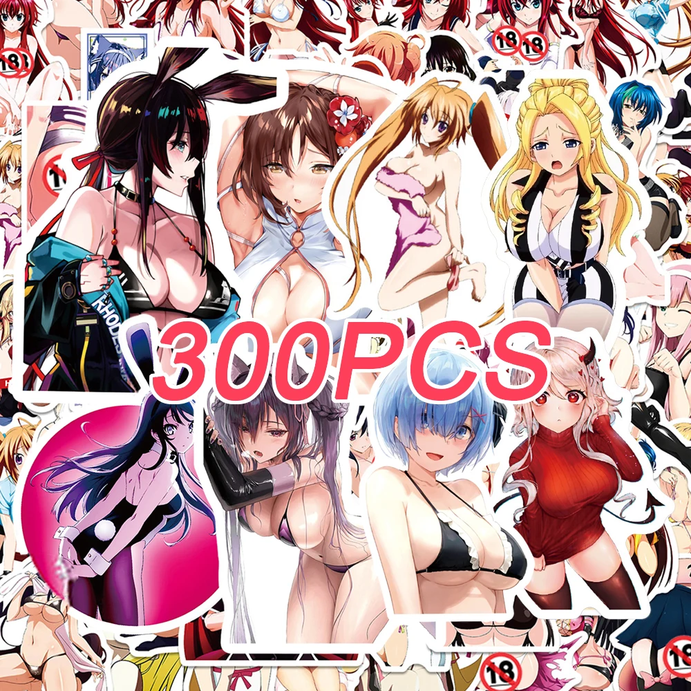 

50/100/200/300pcs Mixed Hentai Sexy Anime Girls Stickers Adult Decals Motorcycle Luggage Phone Helmet Cool Cartoon Sticker Pack