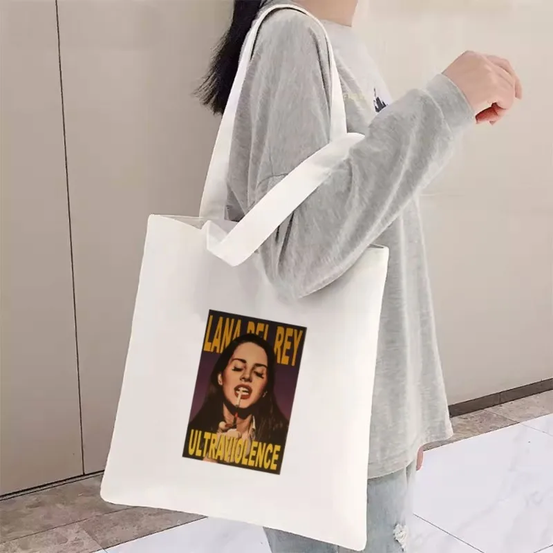 Lizzy-Canvas حقيبة حمل للنساء ، Lana Del Rey ، حقائب كتف ، تسوق جميل ، بقالة ، قابلة لإعادة الاستخدام ، مدرسة ، هدية للبنات