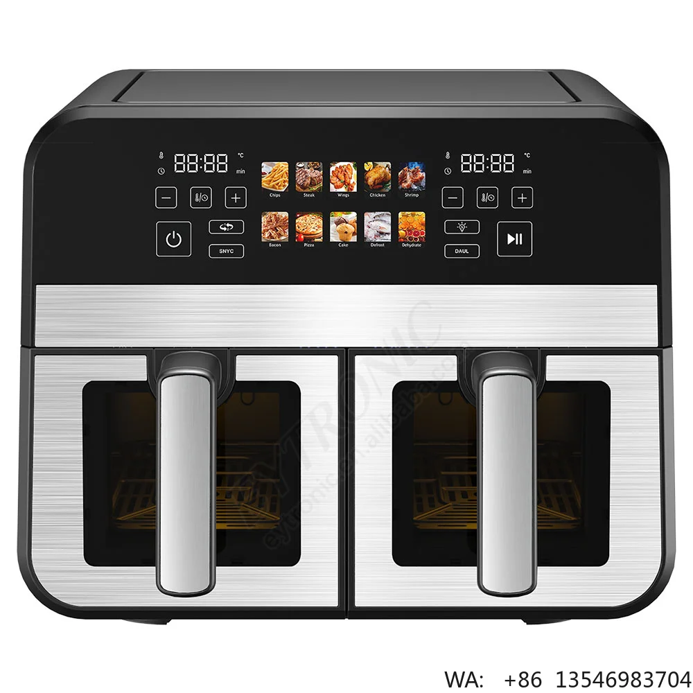 2024 Newest Colorful Digital Screen 8L 9L 10L Large Capacity Oven Air Fryer With Dual Zone Basket Intelligent Kitchen Appliances
