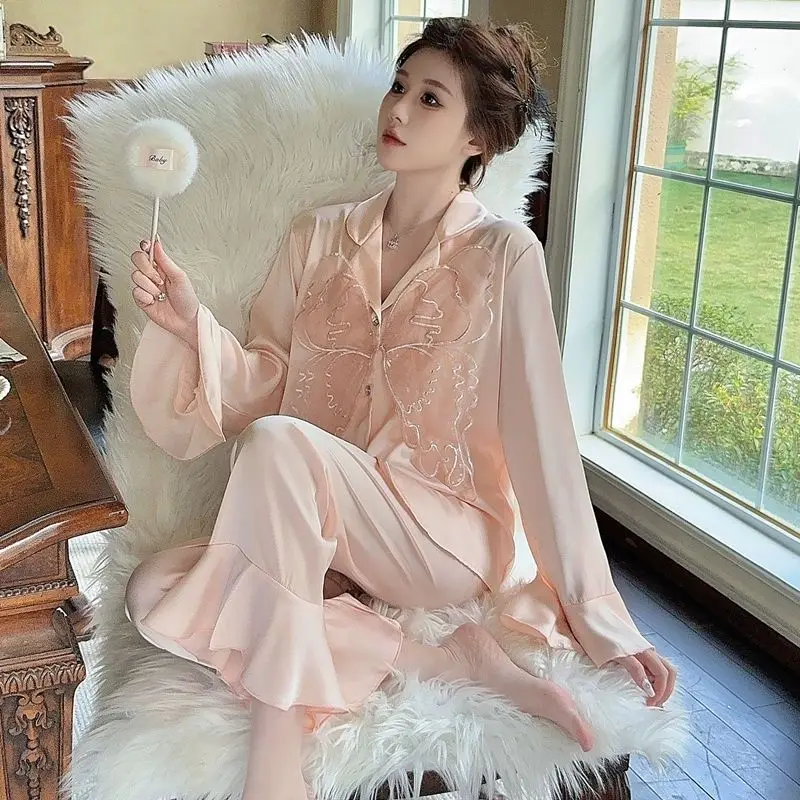 

Home Clothes Set for Men And Women with Embroidery Long Sves Long Pants Spwear irt Sle Teenager...