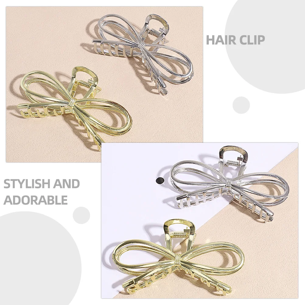

2pcs Bow Women Stylish Alloy Claw Clips Grip Non-Slip For Thin Clips For Women Accessories Thick Hair Hair Accessories