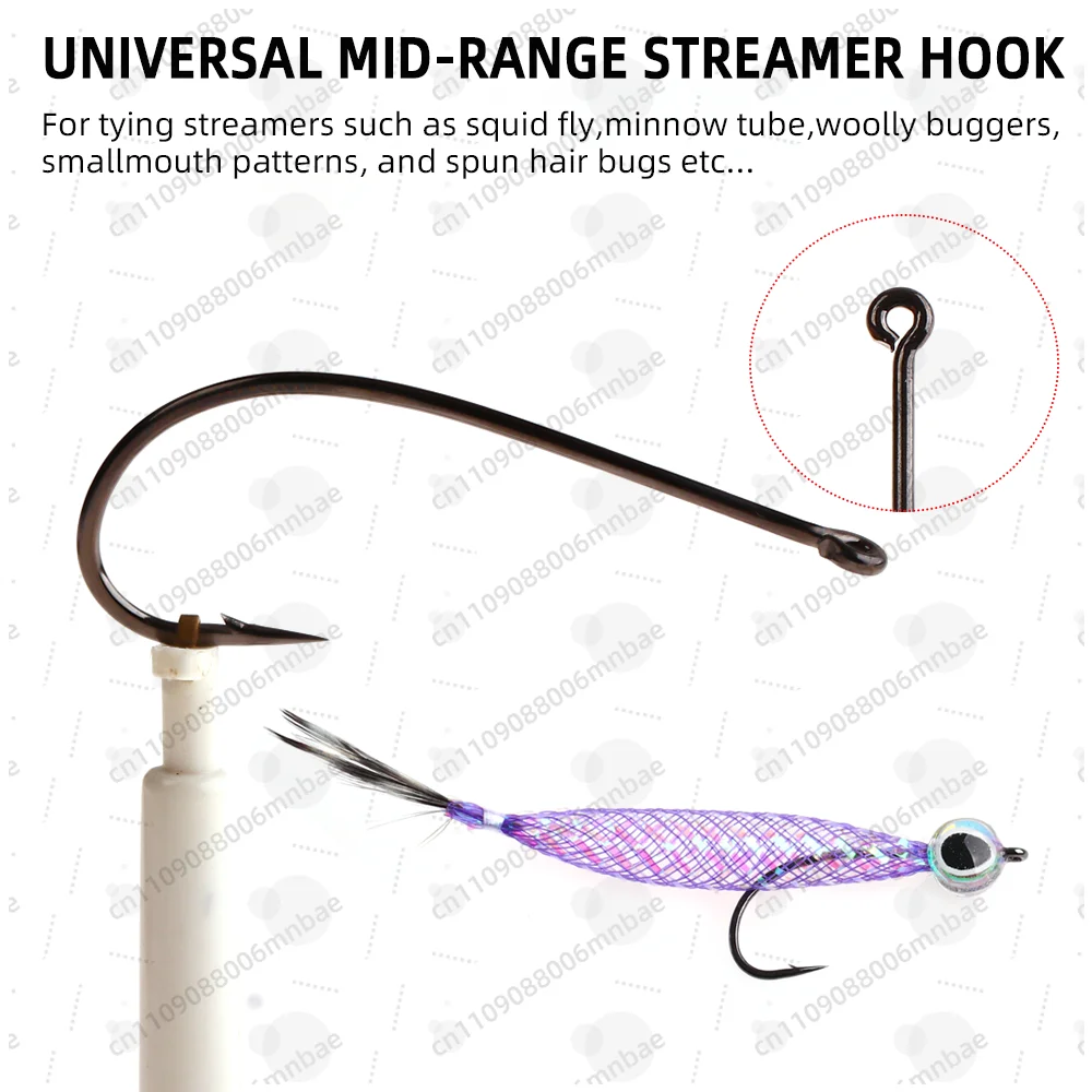 High Carbon Steel Streamer Fly Tying Hook -#16 for Squid Minnow Tube Fly Woolly Buggers Spun Hair Bugs Trout Fishing Lures