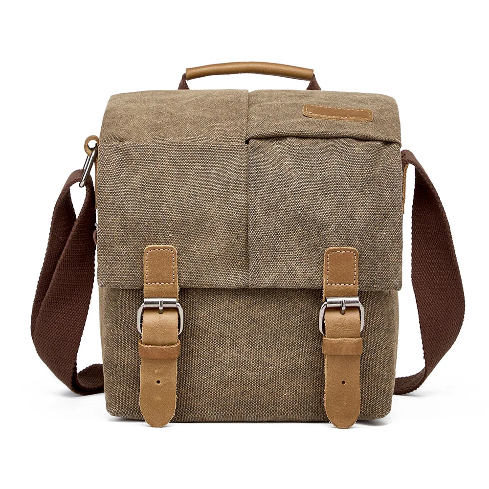 Vintage Canvas Casual Shoulder Crossbody Bag For DSLR Mirrorless Digital Camera