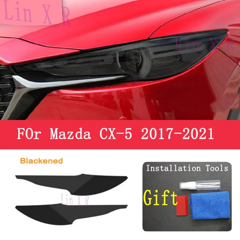 2 Pcs For Mazda CX5 CX-5 KF 2012-2016 KE 2017-2021 Car Headlight Tint Black Protective Film Transparent TPU Sticker Accessories