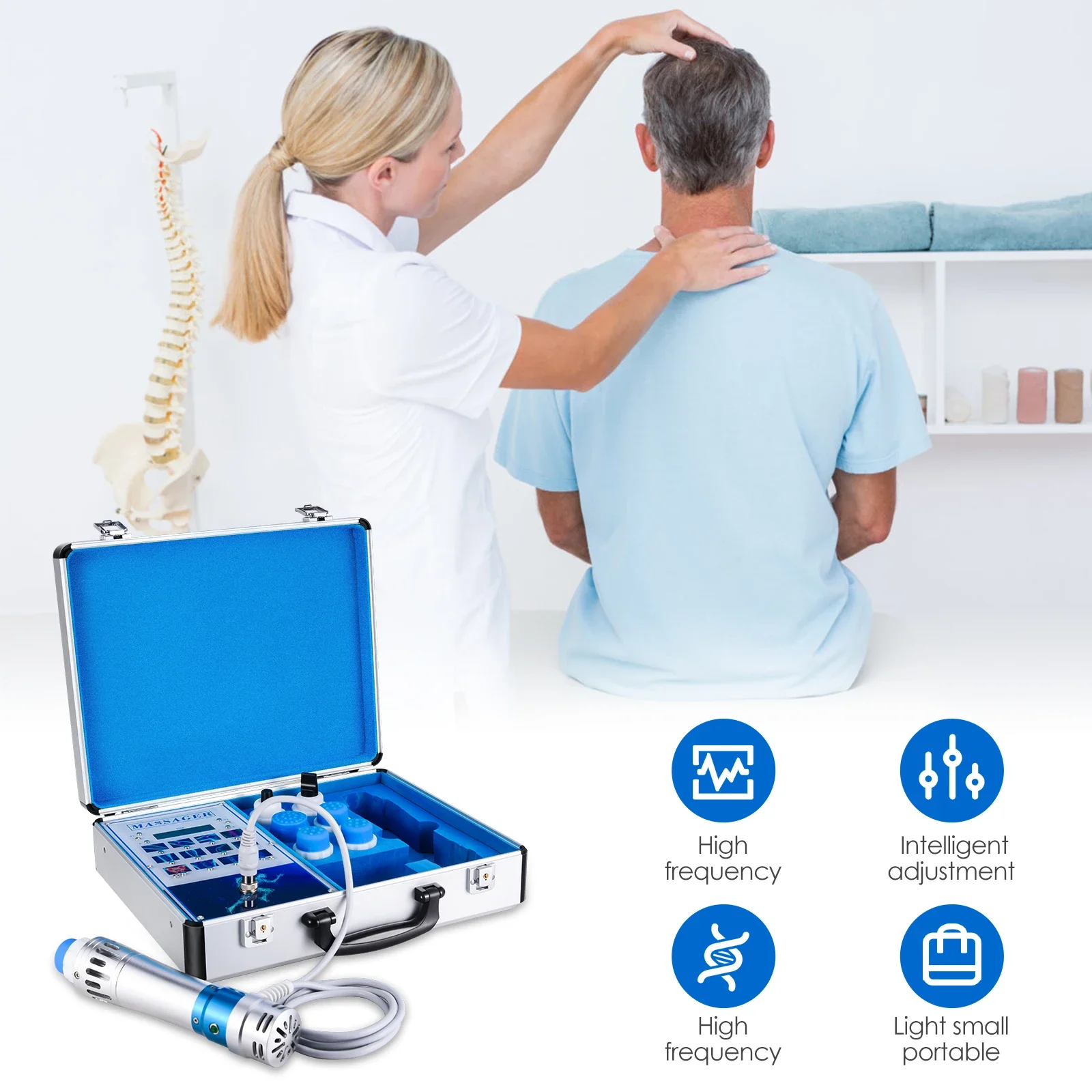 

Professional Shockwave Therapy Machine Muscle Massager 7 Heads ED Treatment Pain Relief Lattice Ballistic Physiotherapy Tool