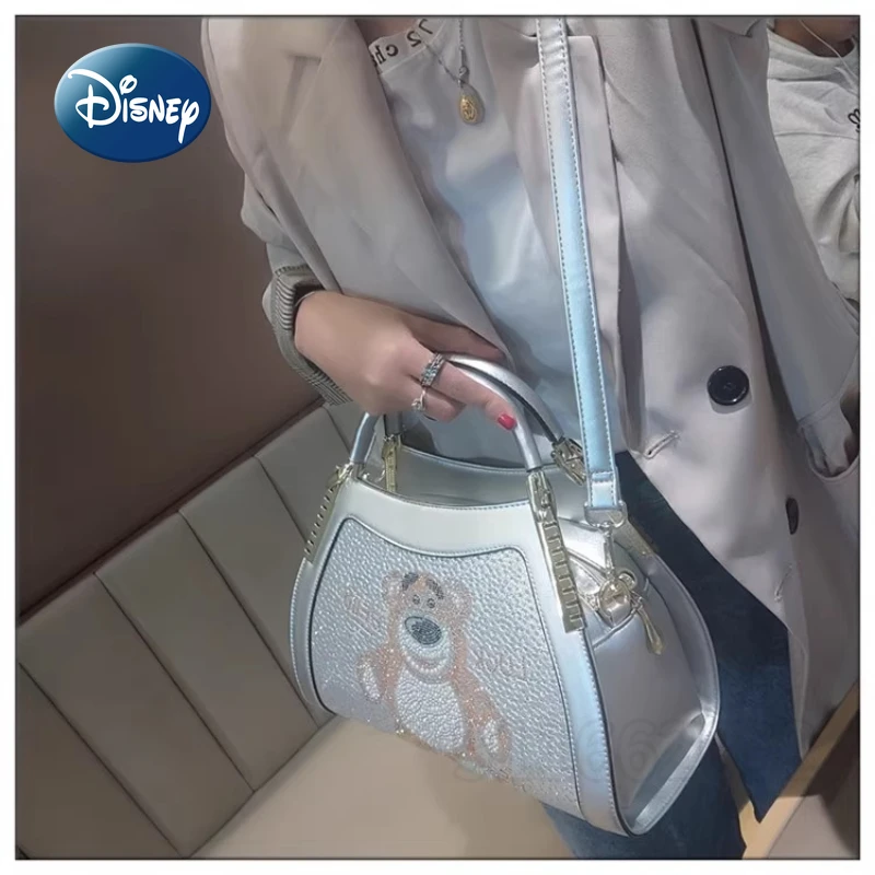 Disney Strawberry Bear New Women's Diamond Handbag Fashion Trend Diamond Women's Shoulder Bag Large Capacity Cartoon Women's Bag