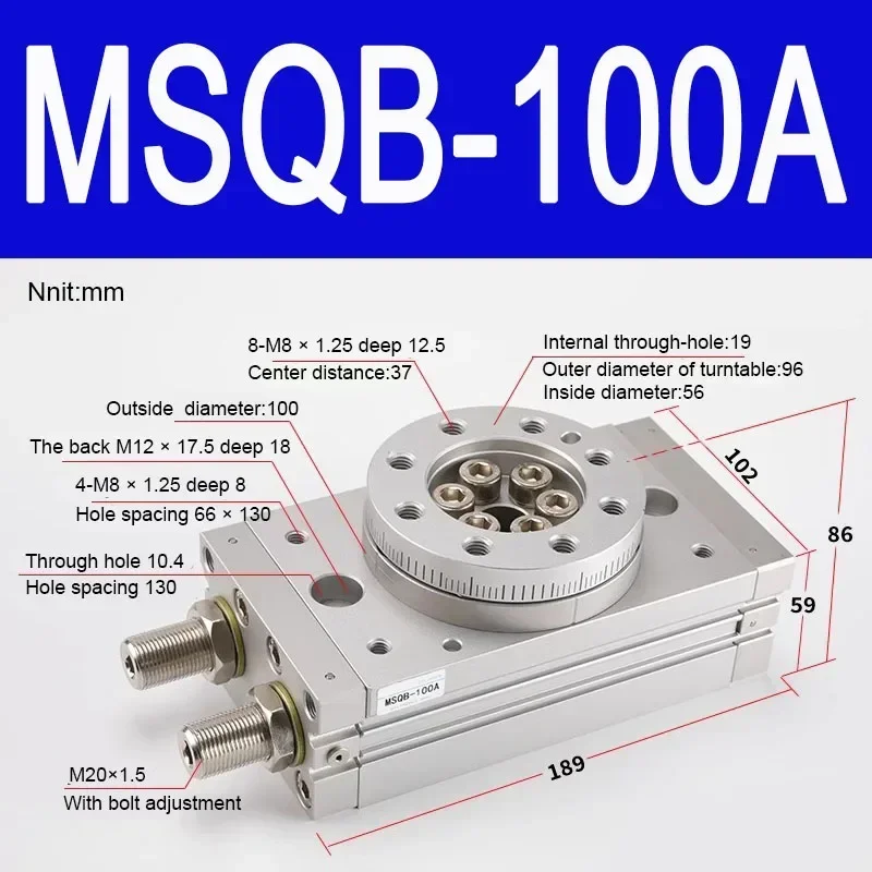 MSQB Pneumatische roterende actuator 190 °   Verstelbare zwenkrotatie voor industriële automatisering, machinesarmen