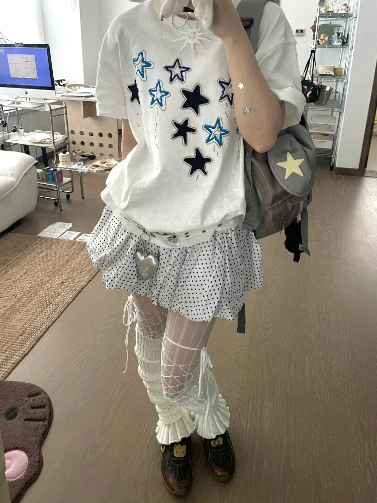 Sakura Cotton Short Sleeve T-Shirt Women's Loose Fit Printed Casual Style Summer Top Cute Boring Fashionable White Shirt