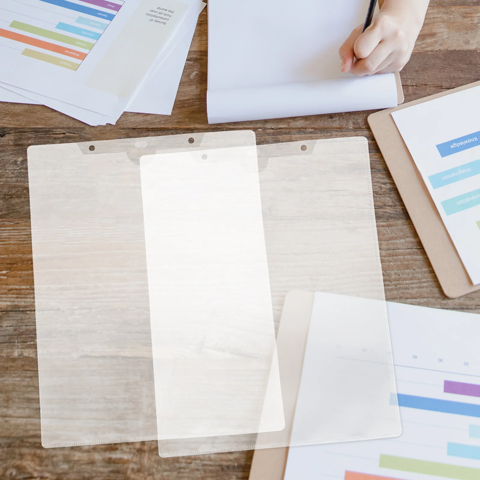 10pcs File Folder Bag A4 Document Storage Holder Transparent Pp Material For Office Study Paper Organizer Clear File Container