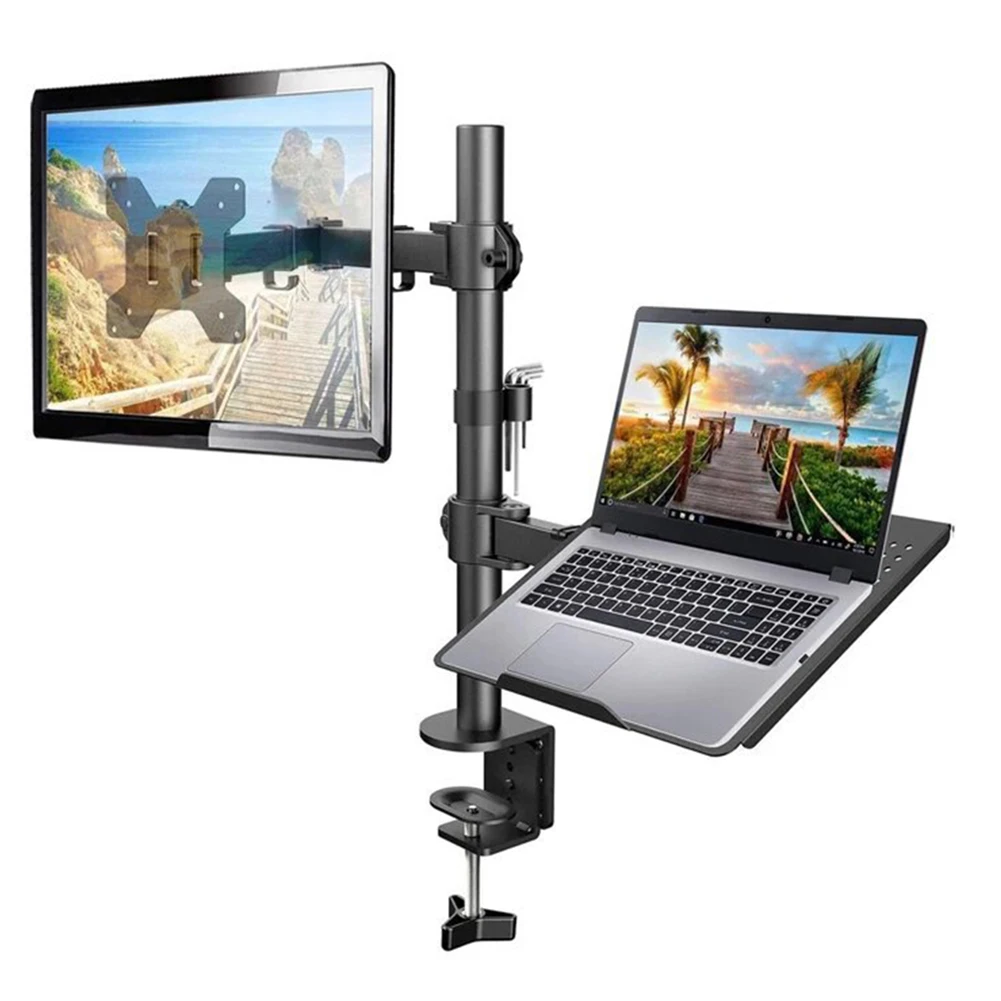 

Monitor and Laptop Mount Adjustable Laptop Mount Stand Laptop Monitor Dual Arm Bracket for Laptop Up To 17inch