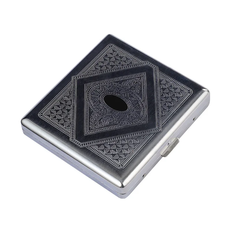 20 Pack metal cigarette box Stainless Steel Embossed Portable Pressure Resistant Cigarette case fashionable Creative storage box