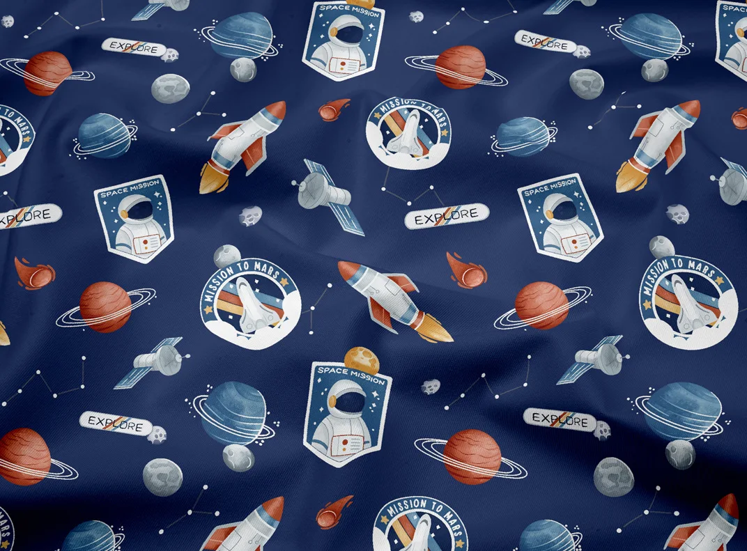 Explore Universe Cartoon Printed Cotton Fabric For Sewing Craft Cloth Quilting Baby Dress Tecido Diy Patchwork Handmade Tissu