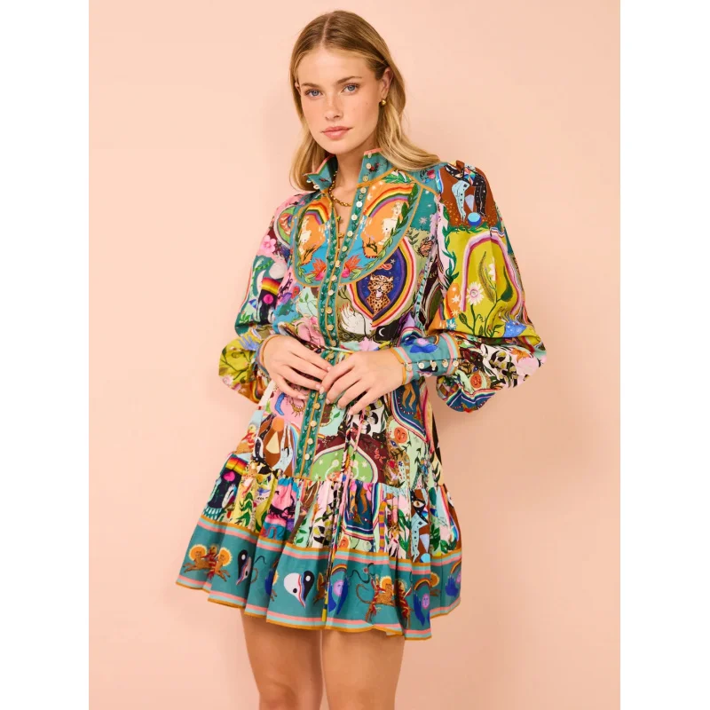 

2025 New Casual Fashion Printed Shirt Cardigan Elegant Versatile and Sexy Backless Lace up Sheath Women fashion Dress
