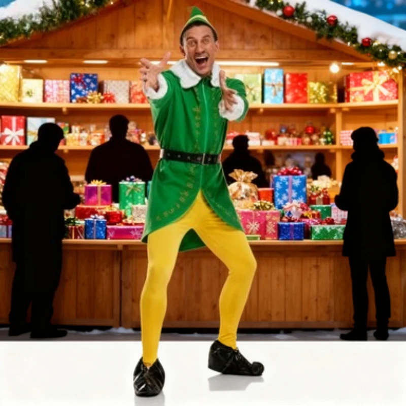 

Милый рождественский карнавальный костюм 2025-новый наряд Санта-Клауса и эльфа, праздничная одежда для выступлений для вечеринок, взрослых и детей Noel