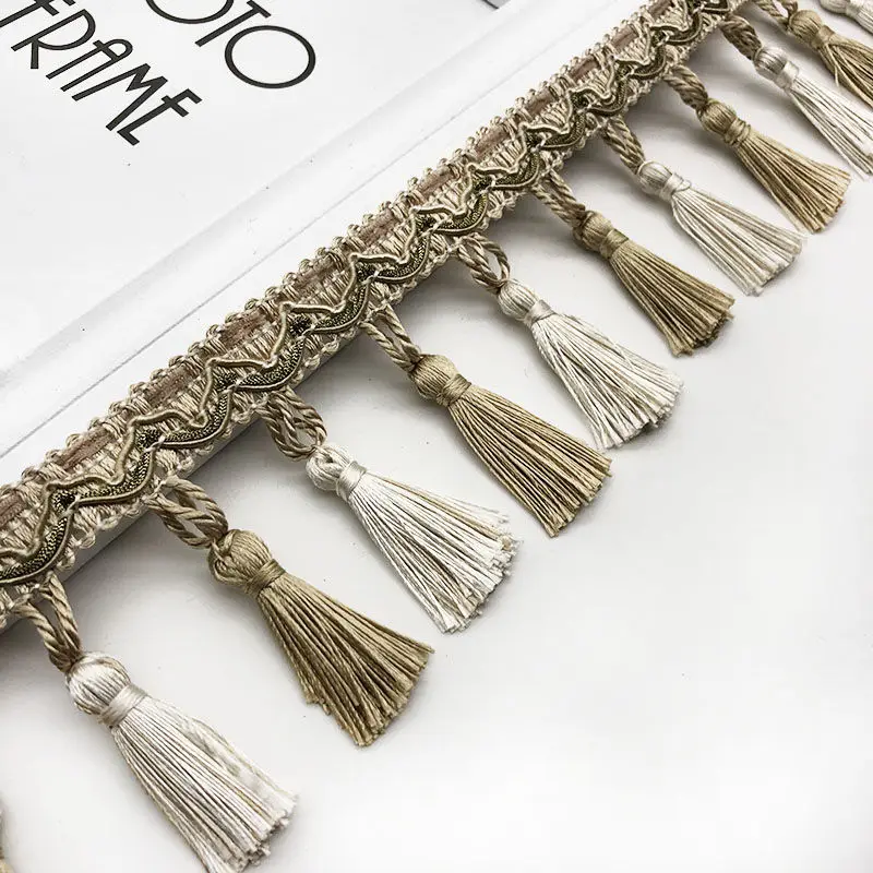 Acrylic/Polyester Tassel Fringe Trim Beaded Ribbon for Sewing Curtain Accessorie Lace Decoration Tablecloth European Lampshade