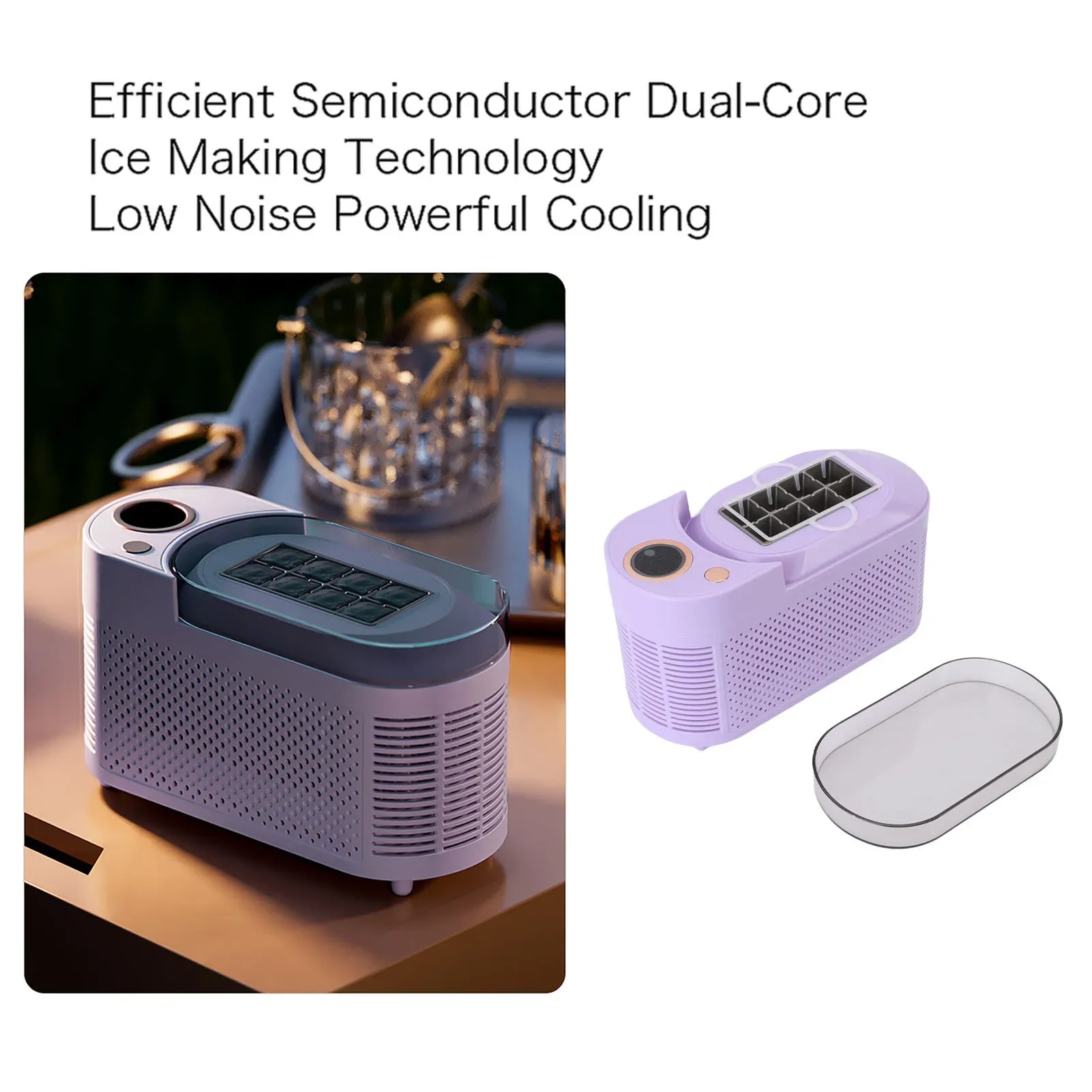 

Portable Ice Maker 120W Desktop Ice Machine Fast Ice Cube Making for Home Dorm Office Camping Car