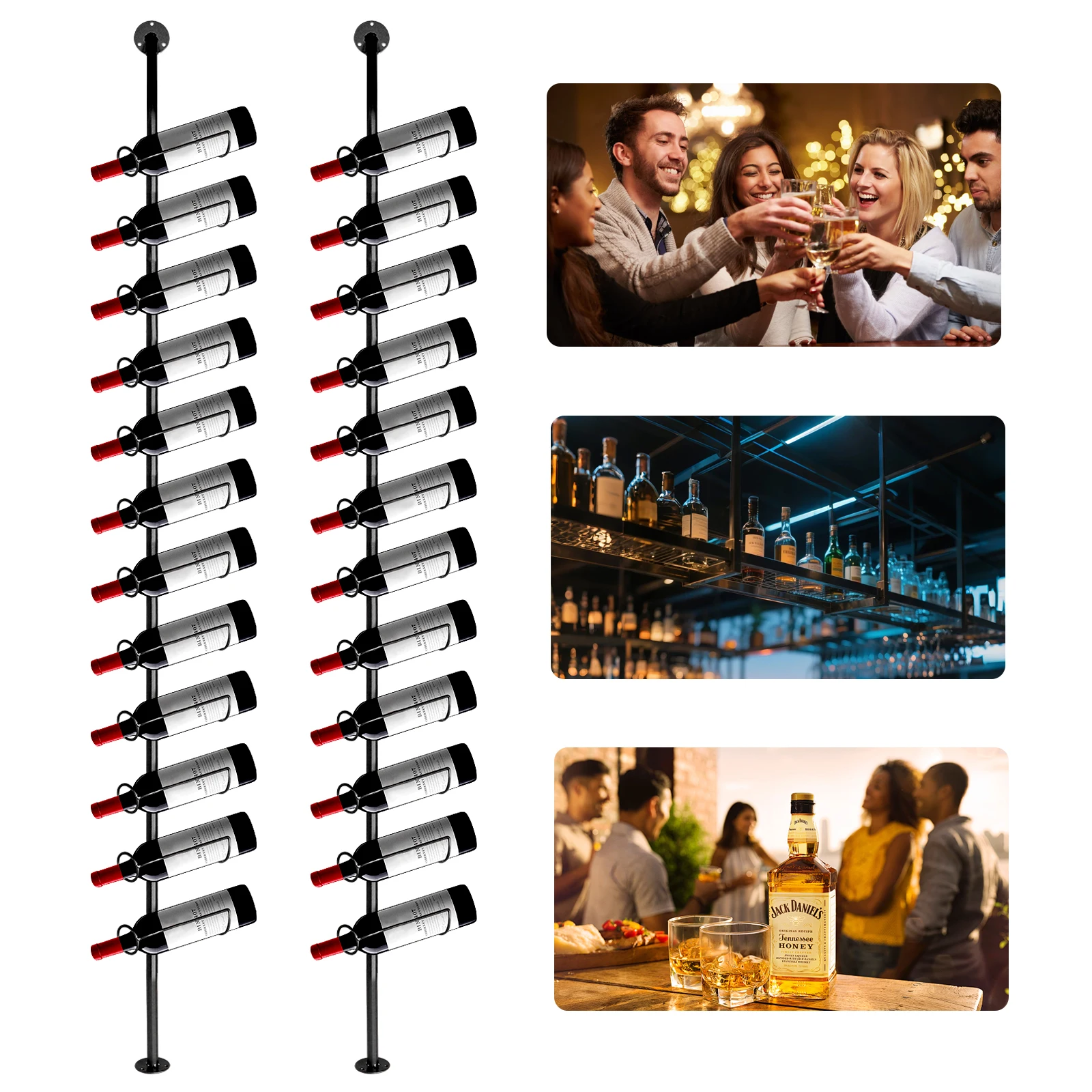 

5 упаковок настенной винной стойки для 60 бутылок вина, металлическая стойка для хранения, держатель для бутылки вина для бара, кухни, погреба, ресторана