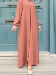 Eid Muslim dress for Women abaya Morocco Ramadan lace-up Abayas Kaftan Islam Cardigan Solid Color Dubai Arab Modest Long Robe