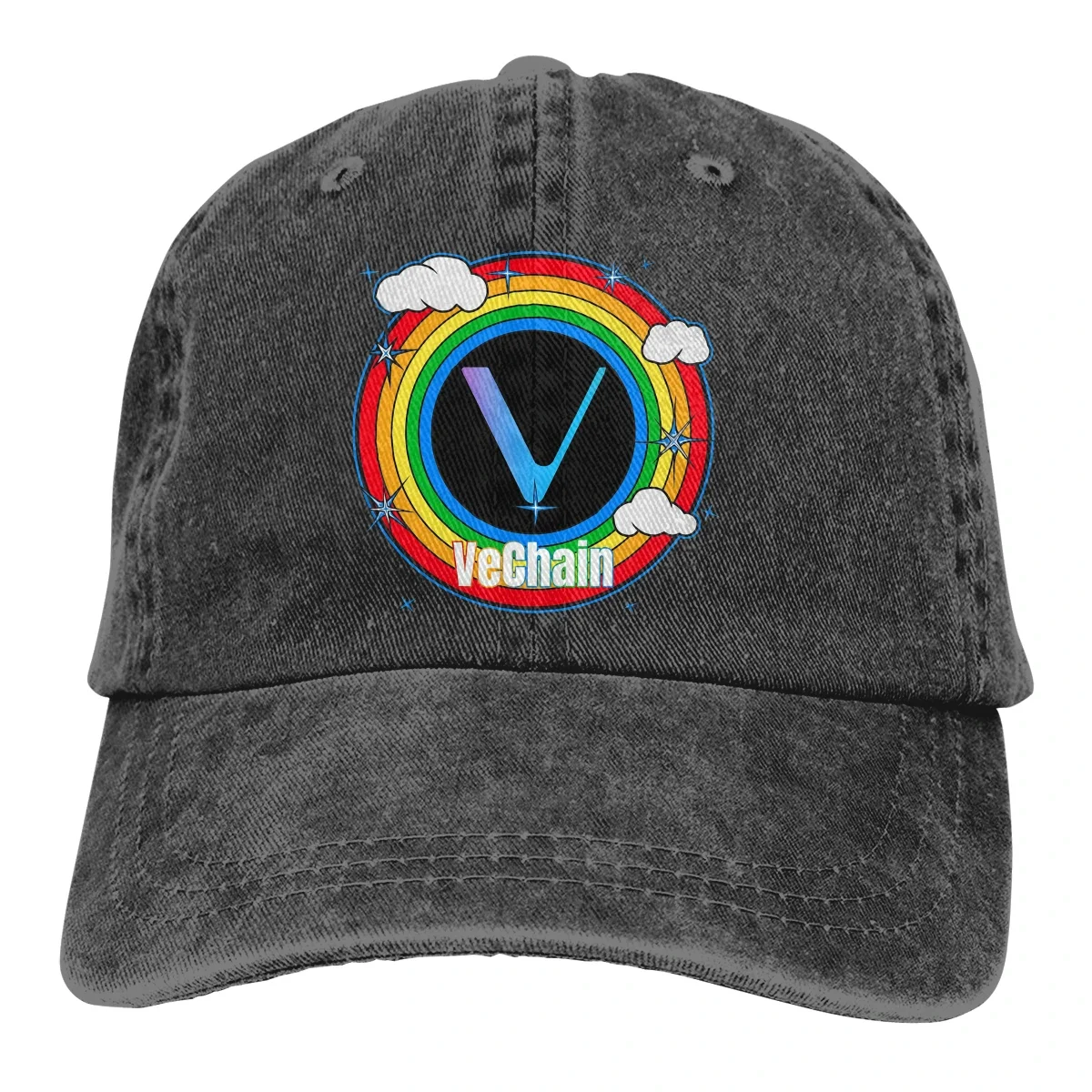 Boné de beisebol VET Cryptocurrency para homens e mulheres, boné snapback, vechain, cores arco-íris, verão