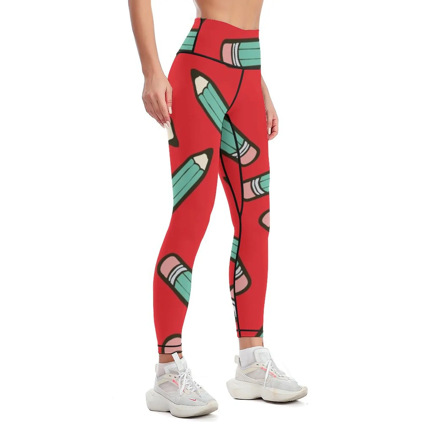 Pencil Power Red Pattern Leggings for fitness Fitness woman Women's pants Womens Leggings