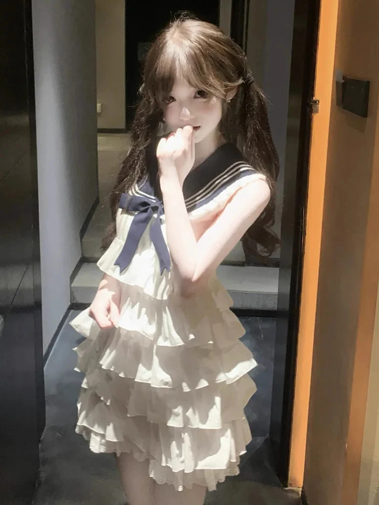 Dolce e carino colletto blu scuro Svel Cake Dr Cardigan Set Primavera 2025 Nuovo arrivo giapponese Sle Set Faion di piccole dimensioni