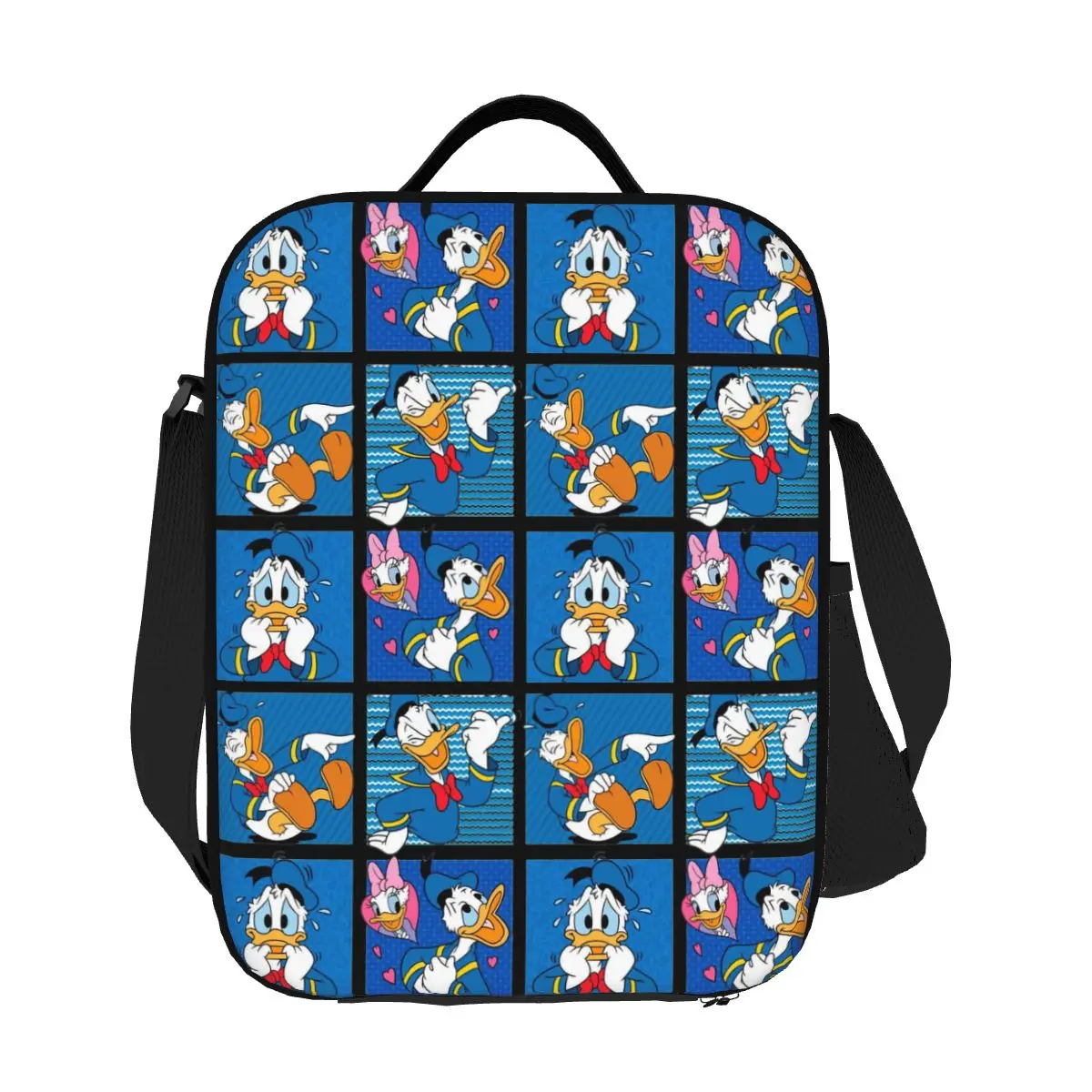 Custom Donald Duck Happy Faces Lunch Bag Women Cooler Warm Insulated Lunch Box for Student School