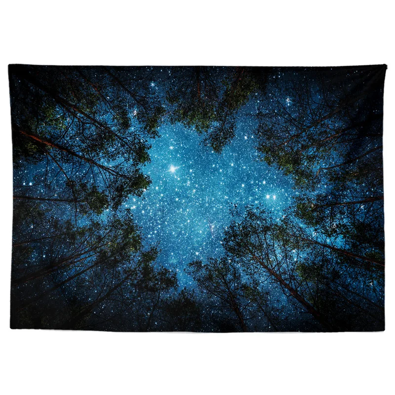 VIKAMA Galaxy Forest Tapestry Starry Night Sky Tree Top View Wall Hanging Cloth for Room Aesthetic Background Home Decor