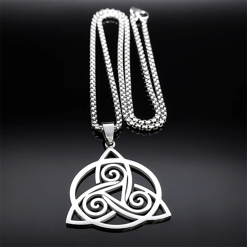 Viking Trinity Celtic Knot Pendant Necklace for Men Women Stainless Steel Witch Triskele Triskelion Necklaces Jewelry collar