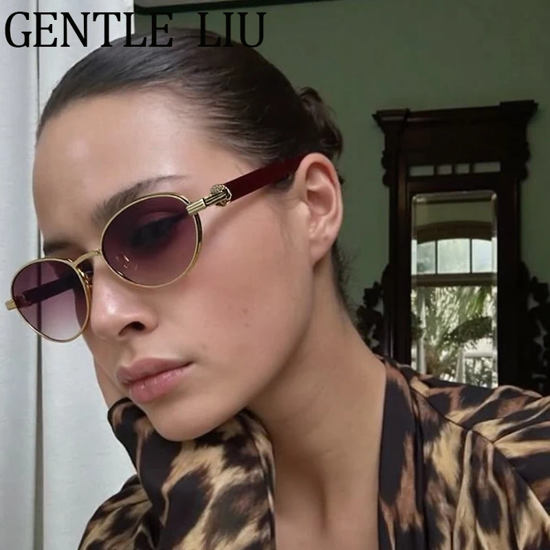 

Sexy Small Frame Oval Punk Sunglasses Women 2025 Luxury Brand Vintage Metal Sun Glasses For Ladies Outdoor Eyewear UV400 Shade