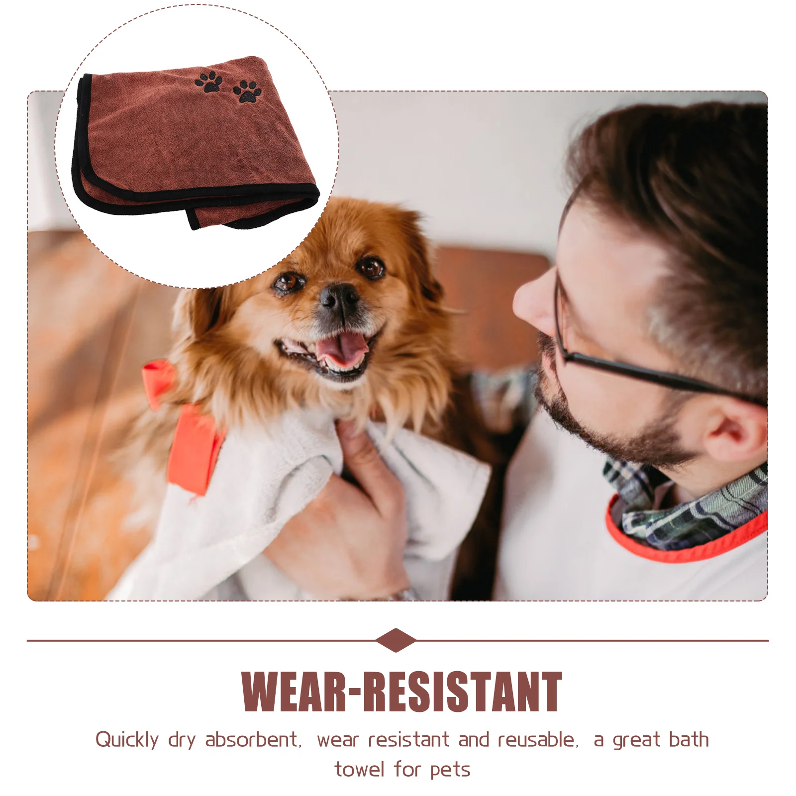 

Dog Bath Towel Quick Dry Super Absorbent Reusable Wear Resistant Cozy Household Pet Shower Towel Comfortable Dog Accessory