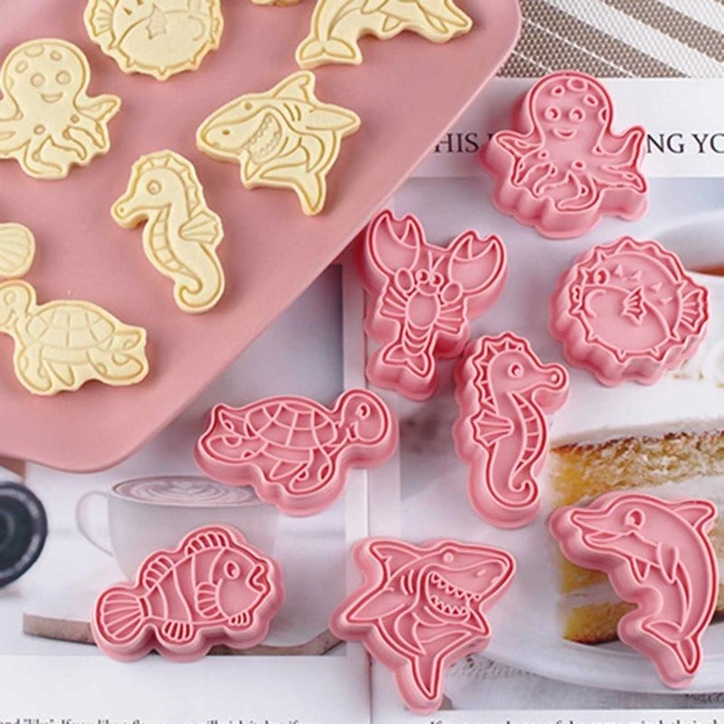 

Set of 8 Sea Animal Theme Plastic Cookie Cutters Fondant Cutters Cookie Stamps top sale