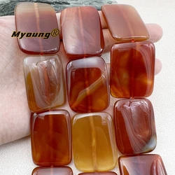 30x40MM 10PCS Large Rectangle Shape Natural Red Agates Slice Focus Pendant Beads For DIY Jewelry Making MY240113