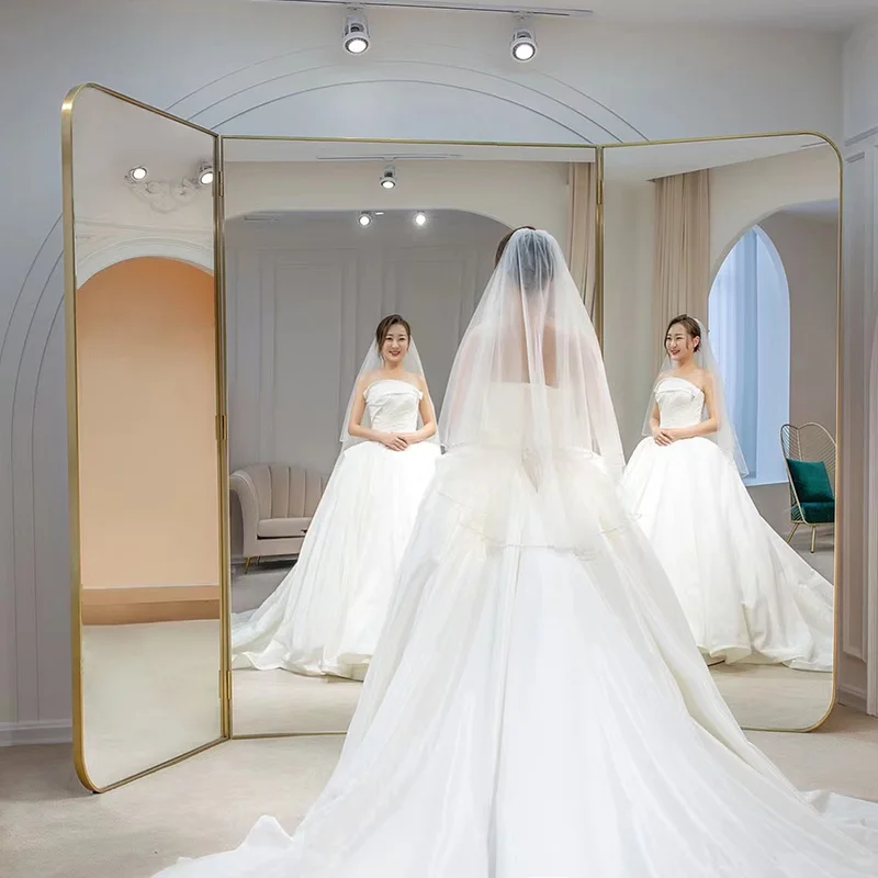 Custom.Customized Wholesale Bridal Shop Stainless Steel Modern Folding Arch Mirror Full-length
