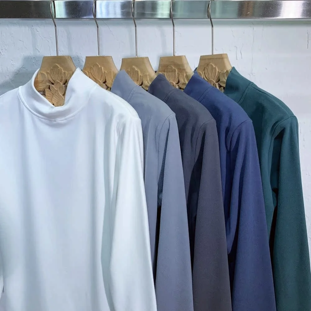 

Модный корейский мужской вязаный свитер с высоким воротником на подкладке, облегающий базовый слой, топ, повседневная осенняя одежда