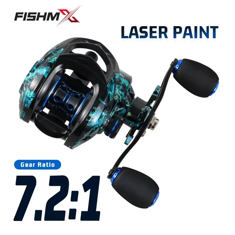 Fishmx Baitcasting mulinello da pesca metallo a lungo raggio Anti esplosione freno magnetico 7.2:1 Micro mulinello da pesca