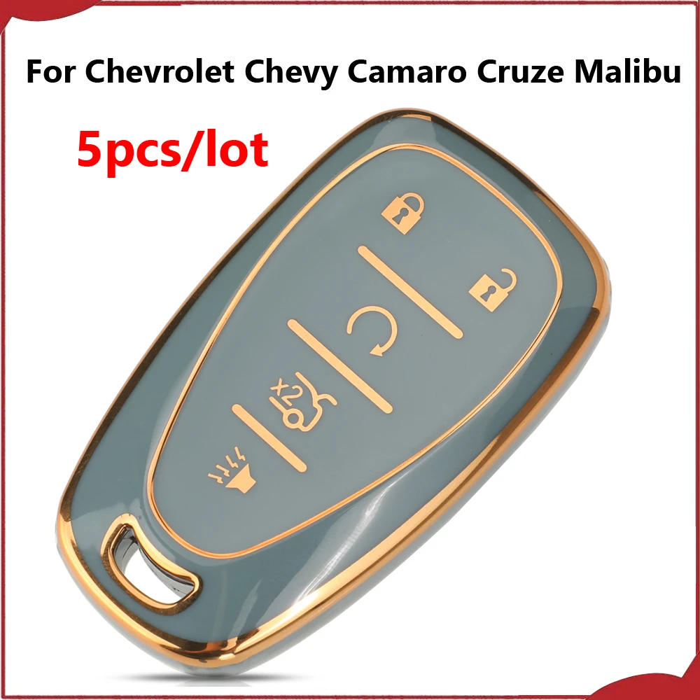 Jingyuqin New 5pcs 4/5BTN Soft TPU Car Key Case For Chevrolet Chevy Camaro Cruze Malibu Sonic Volt Tracker Spark Bolt Trax