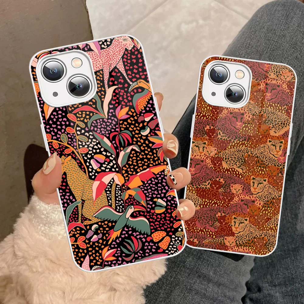 

Cartoon Cool Leopard Phone Case Tempered Glass For iphone 14 13 12 11 Pro Mini XS MAX 14Plus X XS XR Fundas