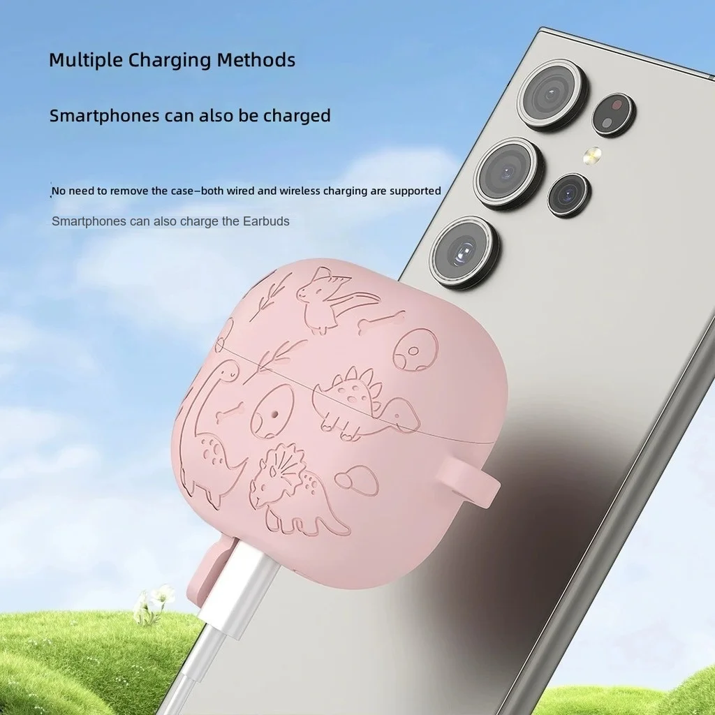 Compatible with Samsung Galaxy Buds3 / Buds3 Pro / Buds3 FE Case, Liquid Silicone Cover with Embossed Pattern