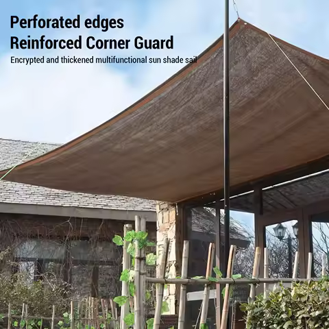 Sun Shade Cloth Polyethylene Sun Shade Sail Canopy Cover with 4 Ropes for Outdoor Garden Patio Backyard Deck Coffee Patio Shade