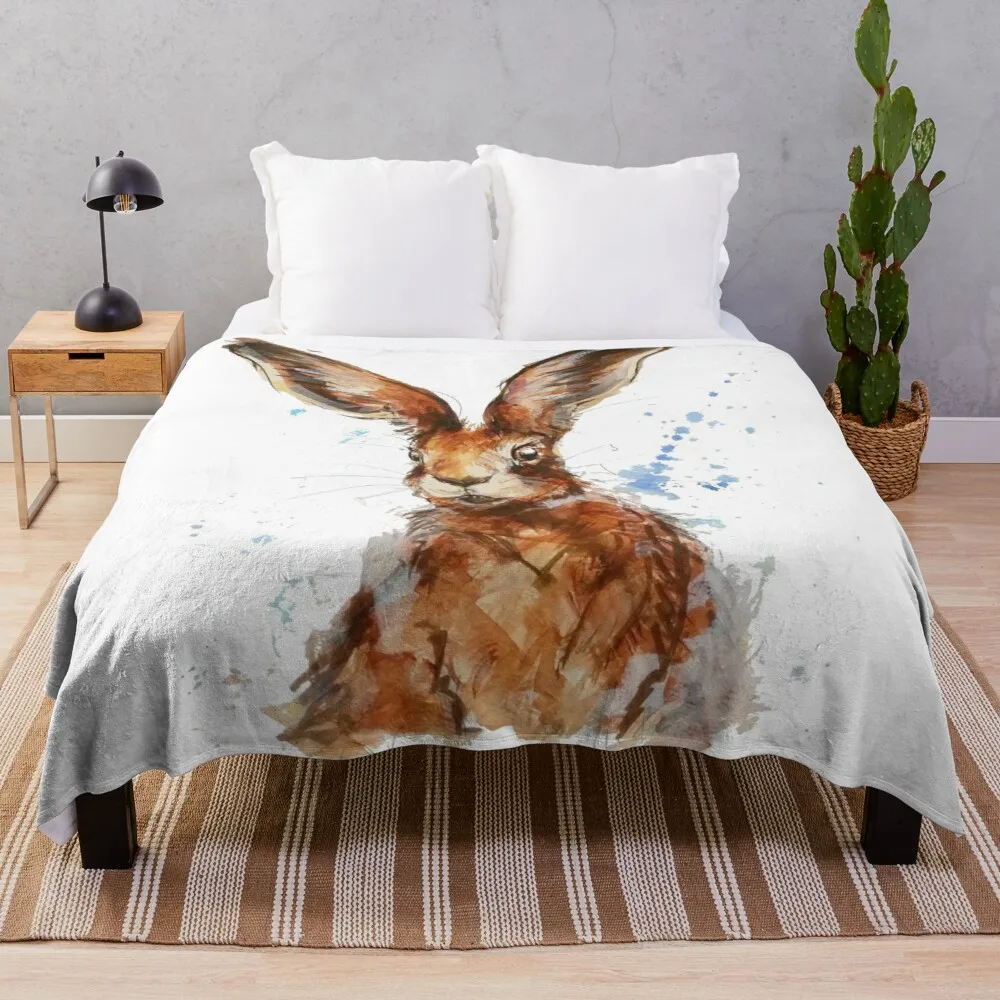 

Watercolour Hare Painting Throw Blanket flannels crochet crochet blankets for sofa comfort recieving blankets