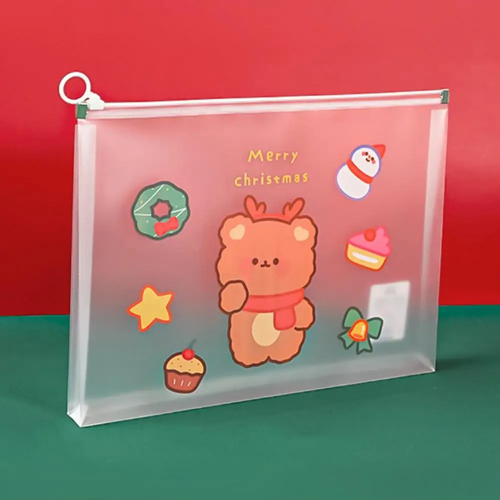 

Great Cute Merry Christmas Stationery A4 File Folder Transparent Visual File Holder High Capacity School Supplies