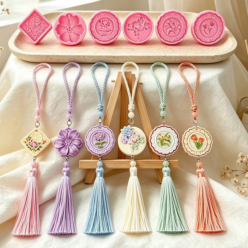 Flower Plaster Diffuser Pendant Silicone Mold Sakura Peony Lotus Orchid Tulip Gypsum Air Freshener Wax Tablet Soap Craft Mold