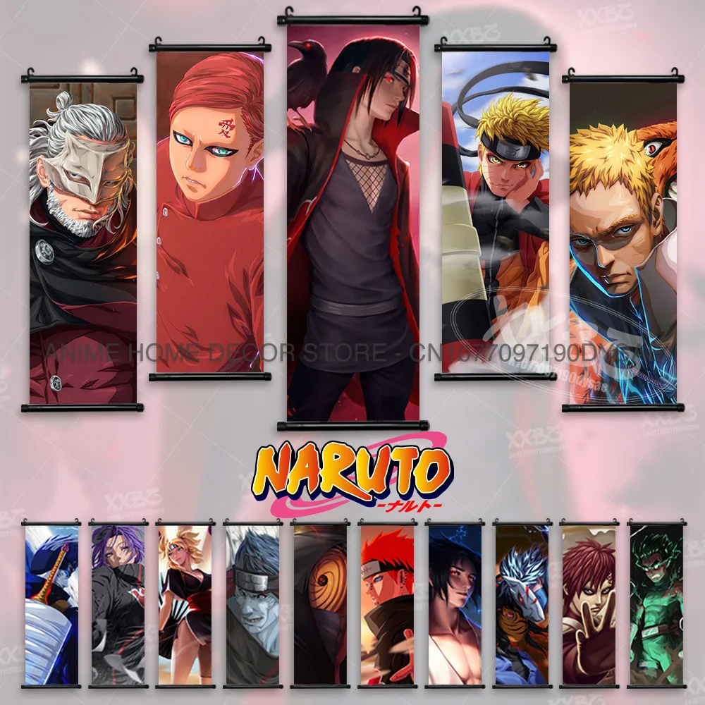 

Naruto Posters Hatake Kakashi Wall Art Uchiha Obito Scrolls Picture Uchiha Itachi Hanging Paintings Gaara Home Decor Rock Lee